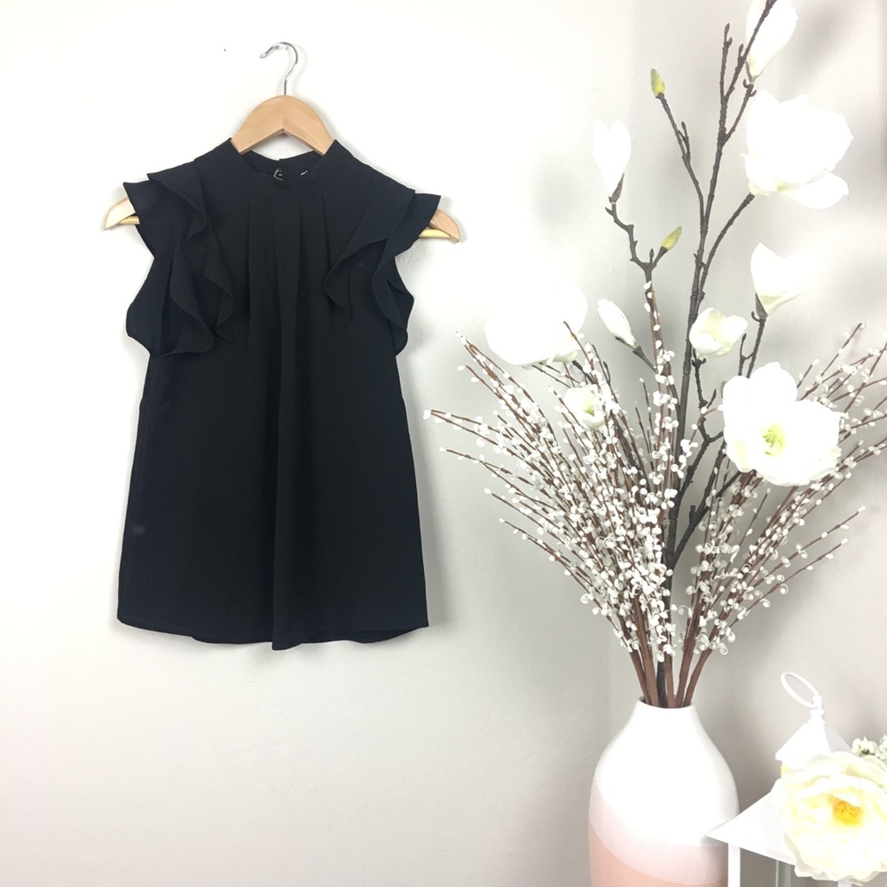 Sienna Sky - Black Ruffle Shoulder Top